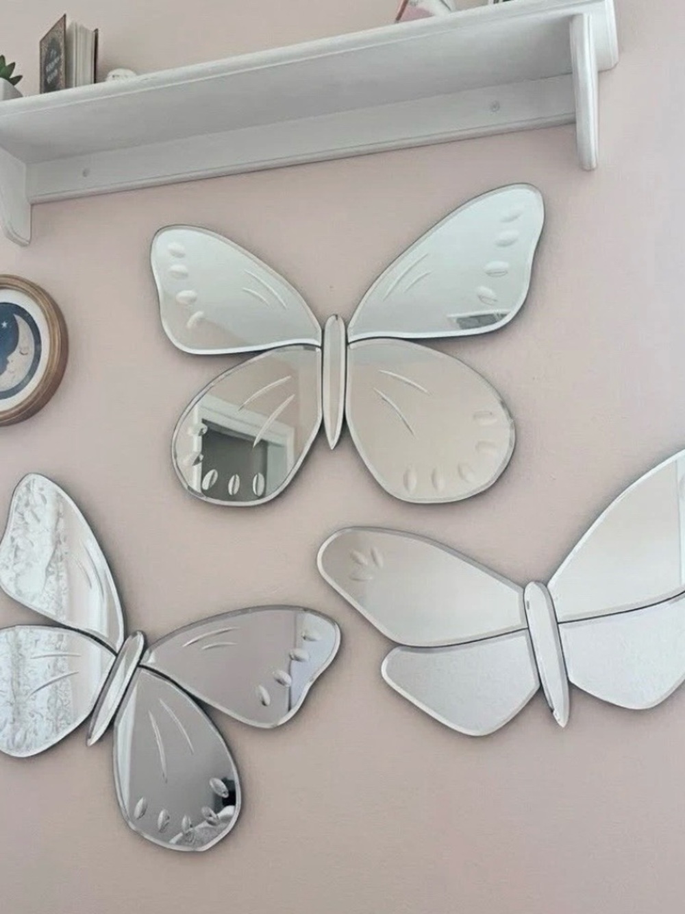 Pottery Barn Kids Silver Butterfly Wall Mirror Set of 3 Wall Decor